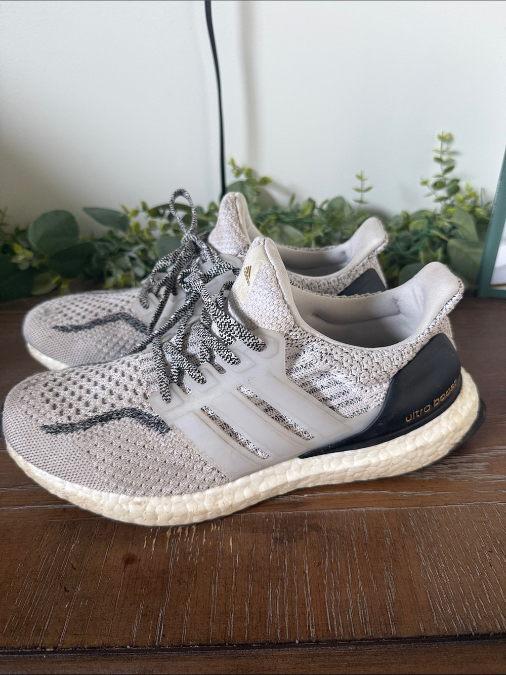 Adidas women’s. Ultra Boost Knit Running Shoes - Light Gray/Black